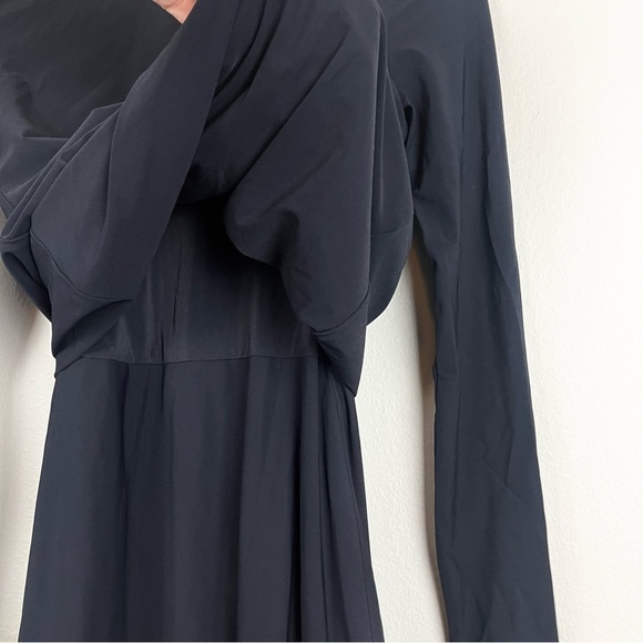 T Alexander Wang Black Stretch Jersey Long Sleeve Ruched Twist Mini Dress - Picture 5 of 7